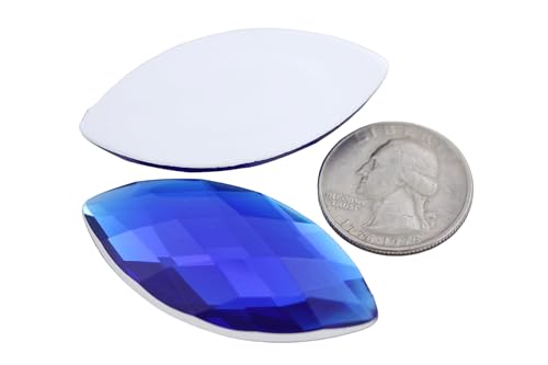 Allstarco Blauer Saphir H104 große Navette-Strasssteine mit flacher Rückseite, große Cosplay-Edelsteine, Marquise-Verzierungen, Basteln, 50 x 25 mm, 2 Stück von Allstarco