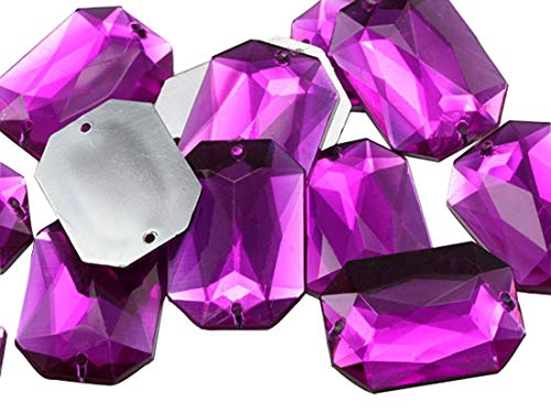 Allstarco CH21 Perlen zum Aufnähen, Acryl-Strasssteine mit flacher Rückseite, 25 x 18 mm, Pink / Fuchsia, 20 Stück von Allstarco