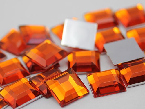 Allstarco Flat Back Square Acrylic Rhinestones 15mm Plastic Gems Costume Jewels Embelishments for Jewelry Making - 30 Pieces (Orange Hyacinth H125) von Allstarco