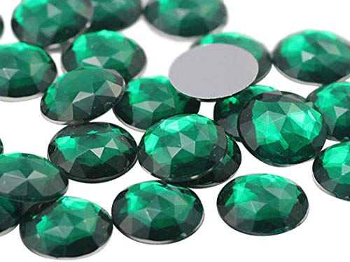 Runde Acryl-Strasssteine mit flacher Rückseite, 30 mm, Kunststoff, Kreis-Edelsteine für Kostümherstellung, Cosplay, Schmuck, professionelle Verzierungen, 12 Stück (grüner Smaragd H106) von Allstarco