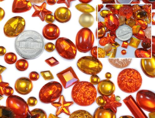 Allstarco Orange Bastelsteine in Großpackung, Hyazinthe, Topas Acryl Flatback-Strasssteine, Verschiedene Größen & Formen, Cosplay-Verzierungen, Schmucksteine Für Schmuck - Kleine Packung (3.2oz) von Allstarco