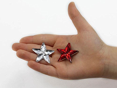 Allstarco Stern-Strassverzierungen, 31 mm, flache Rückseite, Acryl-Kunststoff, Edelsteine für Schmuck, Handwerk, Kostüme, Einladungen, Cosplay, einzeln verpackt, 6 Stück (roter Rubin H103) von Allstarco
