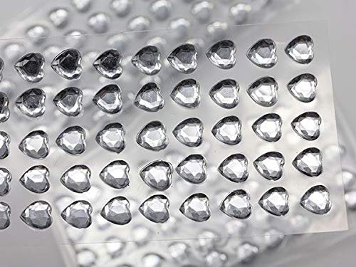 KraftGenius Allstarco Selbstklebende Acryl-Strasssteine Kunststoff Gesicht Edelsteine zum Aufkleben von Körperschmuck für DIY Karten und Einladungen Basteln 5 Blatt 8mm Heart/Crystal von Allstarco