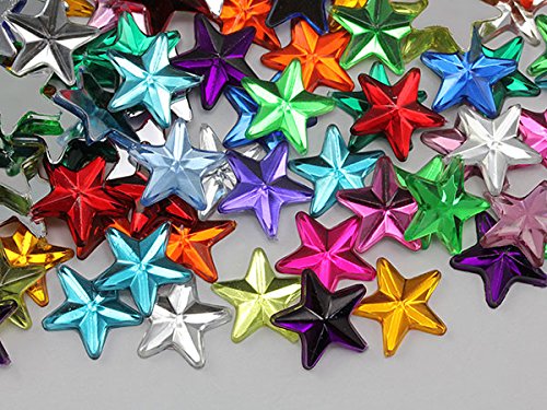 KraftGenius Stern-Strassverzierungen, 15 mm, flache Rückseite, Acryl-Kunststoff, Edelsteine für Schmuck, Handwerk, Kostüme, Einladungen, Cosplay – 100 Stück von Allstarco