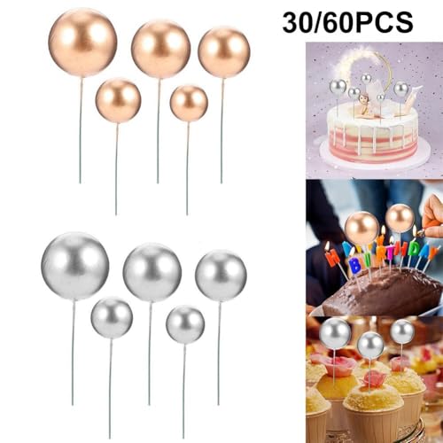 30 Stück Schaumstoff-Kuchendekorationskugeln, perfekt für festliche Geburtstage und Partyvorbereitungen (30 Stück goldfarben) von Allthingstore