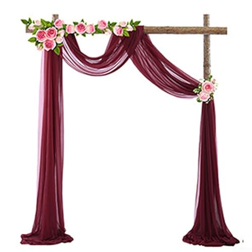 Eleganter Chiffon-Drapierstoff für Hochzeiten, Partys und andere Feiern, Burgunderrot, 6 m Eleganter Chiffon-Drapierstoff für Hochzeiten, Partys und andere Feiern, Burgunderrot, 6 m von Allthingstore