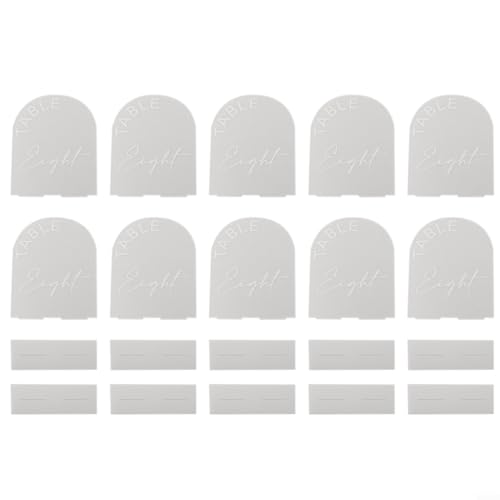 Verspiegelter Acrylbogen Hochzeitstischnummern mit Ständer, Set mit 10 minimalistischen Tischschildern für Empfänge und besondere Anlässe (transparentes L) von Allthingstore