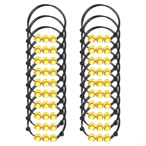 Verstellbare Sport-Charm-Armbänder für Jungen, 20 Stück, perfekt für Partygeschenke und Schulaktivitäten (Softball) von Allthingstore