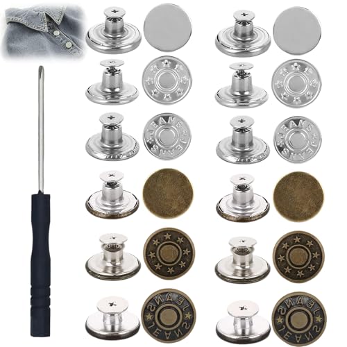 12 Stück Ersatz Knöpfe, Alluring Jeansknöpfe 17mm, Hosenknöpfe für Jeans, Hosen Knöpfe Hosen Enger Machen, Metall Hosenknopf mit Schraubendreher für DIY Jeansknopf, Reparatur von Jeans 12 Stück Ersatz Knöpfe, Alluring Jeansknöpfe 17mm, Hosenknöpfe für Jeans, Hosen Knöpfe Hosen Enger Machen, Metall Hosenknopf mit Schraubendreher für DIY Jeansknopf, Reparatur von Jeans von Alluring