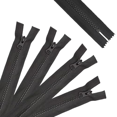 Alluring 4 Stück Reißverschluss Kunststoff, 40 cm Endlos Reissverschluss mit 4 Zipper, 5 mm Jacke Reißverschlüsse für Nähen Mäntel Jacke Kleidung Tasche Gepäck Bettzug Schwarz(2-4 PCS Black Zipper) von Alluring
