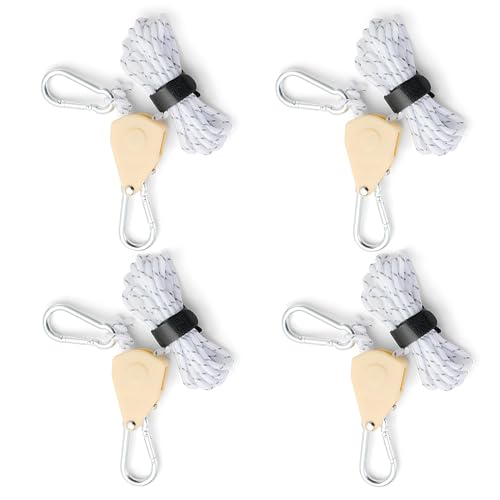 4 Stück Seilspanner 4mm*4M Alluring Sonnensegel Spanner Abspannseile Camping Zeltschnur Seilzug Seilratsche Seilspanner für Aufhänger Pflanzenlampe Zelten (Weiß, 4mm*4M) von Alluring