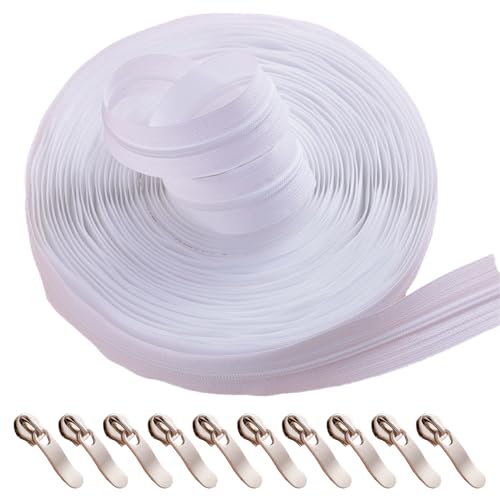 Alluring Reißverschluss Schieber Ersatz, Reißverschluss Reparaturset, Abnehmbare Reißverschluss Zipper Pull Fixer Reißverschluss für Kleidung Tasche Gepäck Bettzug (10M+10PCS) von Alluring