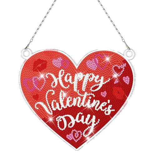Alluring 5D DIY Diamond Painting Anhänger Diamant Painting Bilder Valentinstag Kranz Set Diamond Painting Fensterbilder Ornamente Diamant Malerei Bilder für Dekoration (Auto Valentinstag) von Alluring