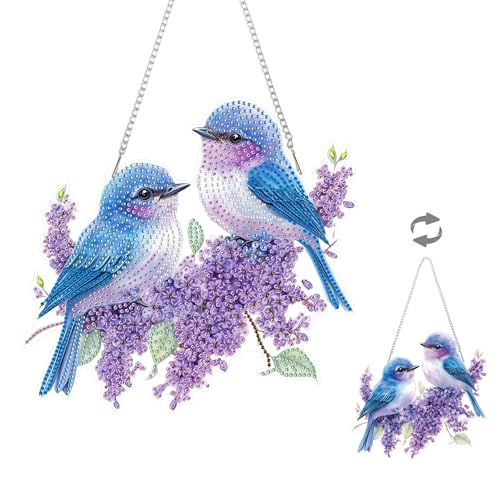Alluring DIY Diamond-Painting-Anhänger Diamond Painting Fensterbilder Diamant Painting Vogel 5D Diamants Painting Bilder Hängend Ornament Kranz Tür Fenster Wand Eingang Decor von Alluring