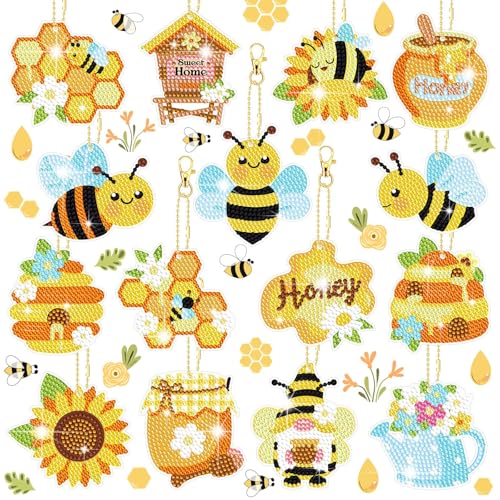 Alluring Diamond Painting Biene Anhänger, 15 Stück 5D Diamant Painting Schlüsselanhänger Weihnachten Sets Kinder DIY Diamanten Malerei Schlüsselbund Kits Erwachsene für Decor Alluring Diamond Painting Biene Anhänger, 15 Stück 5D Diamant Painting Schlüsselanhänger Weihnachten Sets Kinder DIY Diamanten Malerei Schlüsselbund Kits Erwachsene für Decor von Alluring