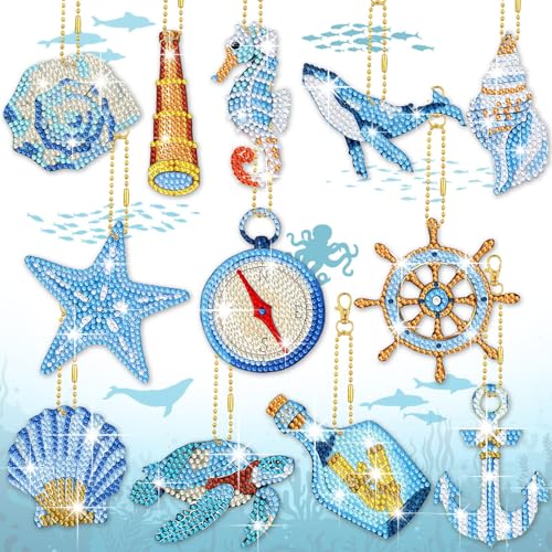 Alluring Diamond Painting Ocean Anhänger, 12 Stück Diamant Painting Schlüsselanhänger Weihnachten Sets Diamantmalerei-Anhänger Geschenke für Mädchen im Alter von 6–12 Jahren Alluring Diamond Painting Ocean Anhänger, 12 Stück Diamant Painting Schlüsselanhänger Weihnachten Sets Diamantmalerei-Anhänger Geschenke für Mädchen im Alter von 6–12 Jahren von Alluring