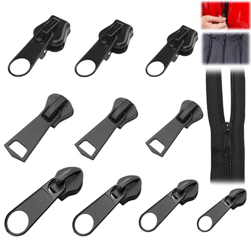 Alluring 10 PCS Reißverschluss Schieber Ersatz, Metall Reißverschluss Reparaturset, Abnehmbare Reißverschluss Zipper Pull Fixer Reißverschluss für Kleidung Tasche Gepäck Bettzug von Alluring