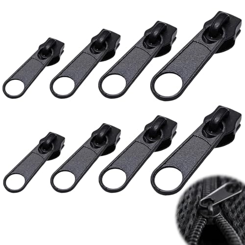 Alluring Reißverschluss Schieber Ersatz, Metall Reparaturset, Abnehmbare Zipper Pull Fixer für Kleidung, Tasche, Gepäck, Bettzug (Schwarz) (5-8 PCS Metal) von Alluring