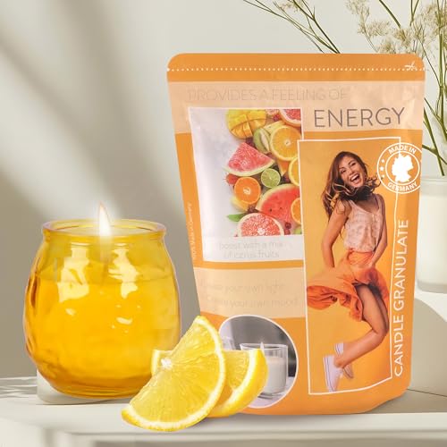 Kerzengranulat mit Zitrusfrüchten, Citronella, Citrus Fruits, 400 g Kerzensand zum Selbermachen, DIY Kerzenset mit 4 Dochten, aus deutschen Rohstoffen, rußfrei, palmölfrei, wiederverwendbar Kerzengranulat mit Zitrusfrüchten, Citronella, Citrus Fruits, 400 g Kerzensand zum Selbermachen, DIY Kerzenset mit 4 Dochten, aus deutschen Rohstoffen, rußfrei, palmölfrei, wiederverwendbar von Alluvo