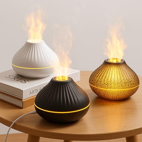ALMA® Raumduft Diffuser Flammeneffekt - LED-Licht + Ultrafeine Nebelausgabe - Duftöl Diffuser/Ätherische Öle Luftbefeuchter 130 ml - Leise <25 dB - Ideal für Schlafzimmer/Büro/Yoga - 6 Std Betrieb von Alma