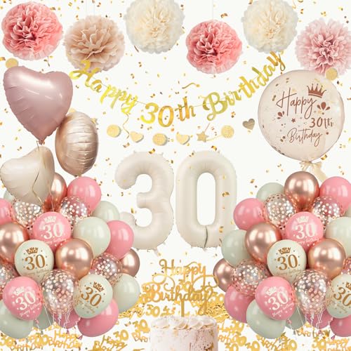 30 Geburtstag Deko Frauen, 52PCS Luftballon Deko 30. Geburtstag Retro Rosa Set mit Luftballons 30, Happy Birthday Banner, Konfetti Geburtstagsdeko Ballons für 30. Deko Geburtstag Frauen 30 Geburtstag Deko Frauen, 52PCS Luftballon Deko 30. Geburtstag Retro Rosa Set mit Luftballons 30, Happy Birthday Banner, Konfetti Geburtstagsdeko Ballons für 30. Deko Geburtstag Frauen von Almaxi