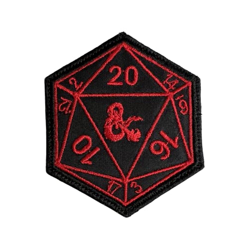 Dungeons & Dragons D20 Würfel-Aufnäher, Schwarz/Rot, lustig, taktisch, Militär-Morale, bestickt, Hakenverschluss, Rückseite von Almost SGT