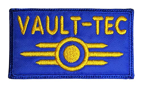 Fallout Vault TEC Patch Blau/Gelb – lustige, taktische Militär-Morale-Stickerei mit Hakenverschluss auf der Rückseite von Almost SGT