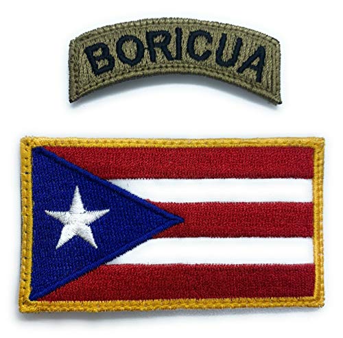 Puerto Rico Flagge Patch und Boricua Tap Patch – Lustige taktische Militär Moral bestickt Patch Haken Verschluss Rückseite von Almost SGT