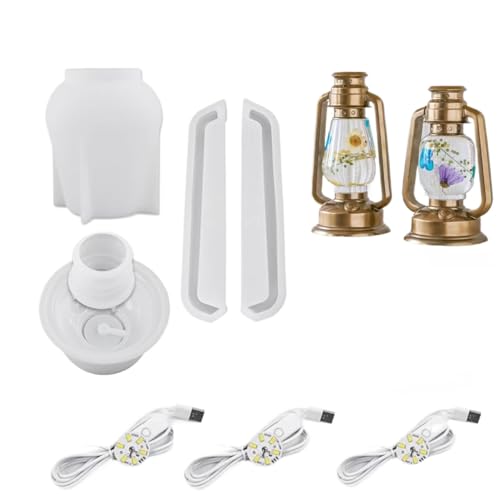 2 Sets Öllampen-Harzform, DIY-Retro-Silikonform-Set, kreatives handgefertigtes Nachtlicht von Almpuxee