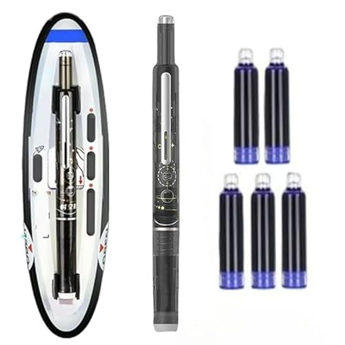 Almpuxee Wiederverwendbare Tintenpatronen, einziehbarer Füllfederhalter, 0,38 mm, Blau und Schwarz, transparent, 5 Stück Almpuxee Wiederverwendbare Tintenpatronen, einziehbarer Füllfederhalter, 0,38 mm, Blau und Schwarz, transparent, 5 Stück von Almpuxee