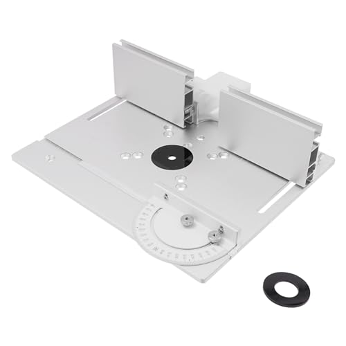 Aluminium Router Tischeinsatzplatte, Frästisch Einlegeplatten,Holzbearbeitung Graviermaschine Flip Plate, Gravur-Hilfswerkzeug mit Gehrungslehre,Aluminiumlegierung Holz Fräsen Flip Board (Silber) von Alnemy