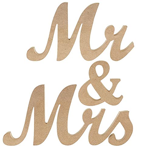Alnicov Holzfarbene Holzbuchstaben im Vintage-Stil mit Aufschrift "Mr and Mrs", für Hochzeiten, Foto-Requisiten, Party, Banner, Dekoration, Hochzeits-Party, Geschenk von Alnicov