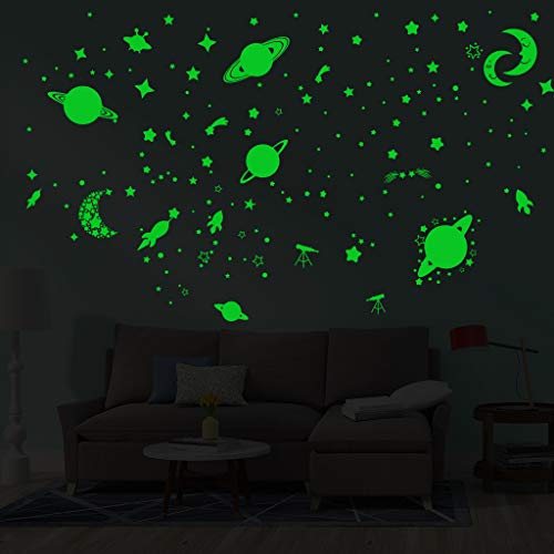 Alnicov Leuchtende Sterne und Planeten, Wandaufkleber, leuchtende Galaxie, Mond, Sterne, Rakete, Decken-DIY Wandsticker für Schlafzimmer, Wohnzimmer, Geburtstag, Weihnachten, Dekoration, Grün Alnicov Leuchtende Sterne und Planeten, Wandaufkleber, leuchtende Galaxie, Mond, Sterne, Rakete, Decken-DIY Wandsticker für Schlafzimmer, Wohnzimmer, Geburtstag, Weihnachten, Dekoration, Grün von Alnicov