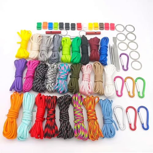 Alnicov Paracord 550 Seil-Set, DIY-Nylonseil-Armband, Survival-Seil, Farbsortierung, zufälliges 20-Farben-Seil mit Schnalle und Nähnadel für die Herstellung von Armband-Lanyard Alnicov Paracord 550 Seil-Set, DIY-Nylonseil-Armband, Survival-Seil, Farbsortierung, zufälliges 20-Farben-Seil mit Schnalle und Nähnadel für die Herstellung von Armband-Lanyard von Alnicov