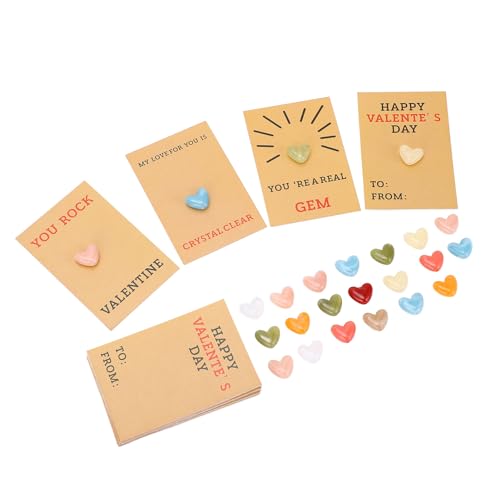 Alomejor 24er-Pack Valentinskarten mit Kristallen und Herzförmigen Steinen aus Kunststoff, Lustiger DIY-Valentinsaustausch für von Alomejor