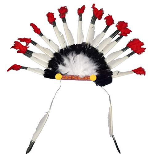 Alomejor Gefiederter Indianerhut für Jungen und Männer, Kopfschmuck der Amerikanischen Ureinwohner mit Pappe und Gummiband (Sortierte Farbe) von Alomejor