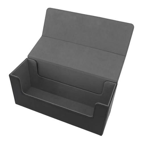 Alomejor Kartendeck-Box aus PU-Leder mit 250 Karten, Magnetverschluss, Elegante Tischdekoration für die Aufbewahrung von Tarot- und Spielkarten (Schwarz und Grau) von Alomejor
