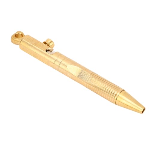 Alomejor Messing Pocket Compact Pen mit Schnellveröffentlichungsschlüsselkain, Mini -Kugelschreiber Zum Reisen und Schreiben Unterwegs (Messingfarbe) von Alomejor