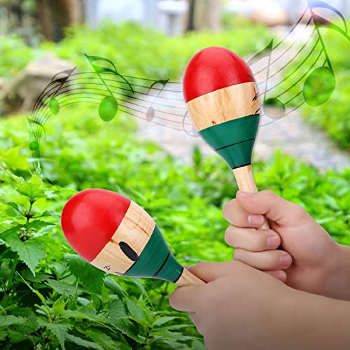 Alomejor Pädagogische Hölzerne Maracas für Kinder, Farbiges Sandhammer -Musikspielzeug, Ideal für die Entwicklung von Koordinationsfähigkeit und Unterhaltung von Alomejor