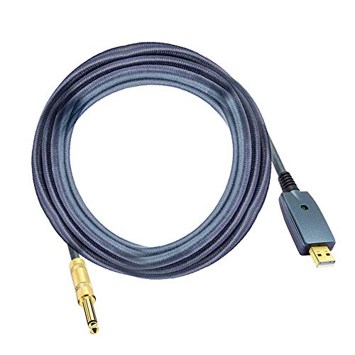 Alomejor USB-Gitarrenkabel, 3,0 M Leichte 6,35-mm-Gitarrenkabel-Schnittstelle Audio-Anschlusskabeladapter, kein Treiber Benötigt, Stark und Abgenutzt, Kompatibel mit Computern, Einfach Alomejor USB-Gitarrenkabel, 3,0 M Leichte 6,35-mm-Gitarrenkabel-Schnittstelle Audio-Anschlusskabeladapter, kein Treiber Benötigt, Stark und Abgenutzt, Kompatibel mit Computern, Einfach von Alomejor