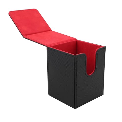 Alomejor Vertikale PU Lederkarten -Aufbewahrungskoffer mit Magnetverschluss für Spielkarten Ideales für Freunde und Familie (Schwarz Rot) von Alomejor