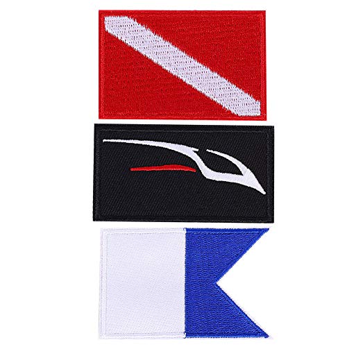 Patch of Flagy Flagge Gestickt Gesticktes Accessoires Ironón Bricolaje für Ideale und Begeisterte Taucher The [3 Stücke] von Alomejor