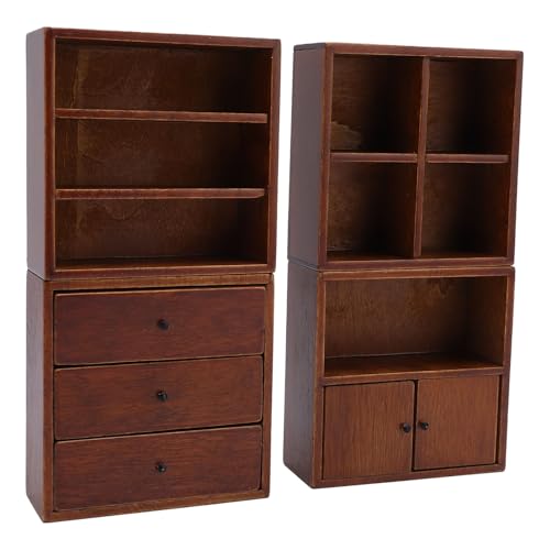 Puppenhausschrank, 1:12 Skala Vintage Chestnut Four Combination Cabinet für Puppenhaus -Zubehör Multiple Dollhouse Dekorationen Puppenhausschrank, 1:12 Skala Vintage Chestnut Four Combination Cabinet für Puppenhaus -Zubehör Multiple Dollhouse Dekorationen von Alomejor