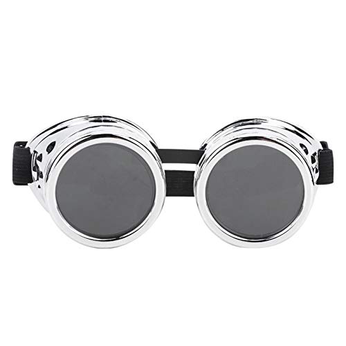 Steampunk Brille Steampunk Goth Cosplay Vintage Brille Rustikale Sonnenbrille für Männer Frauen(helles Silber) Outdoor Brille von Alomejor