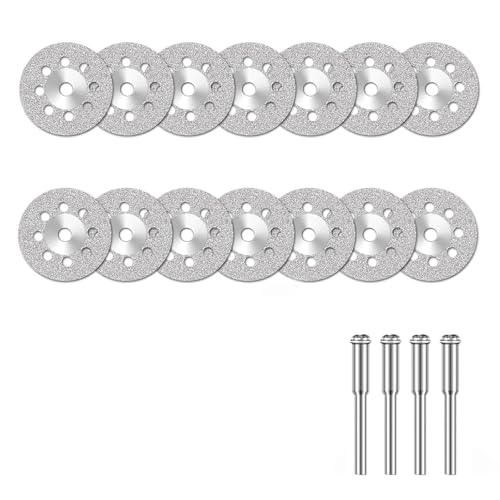 Alovez 20 Stück Diamant Trennscheiben (22mm) für Dremel Rotationswerkzeug Zubehör mit 4 Stück 3 mm Dorn für Stein Glas Fliese von Alovez