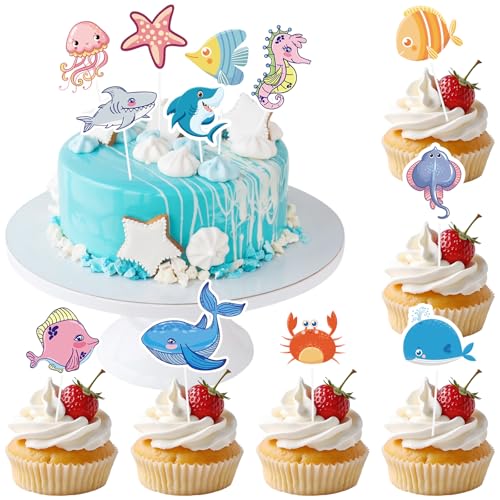 Alovez 24 Stück Ozean Cupcake Topper, Meerestiere Cupcake Topper, Meerestiere Muffin Deko, Ozean Thema Tortendeko Geburtstag Party Dekoration Zubehör Alovez 24 Stück Ozean Cupcake Topper, Meerestiere Cupcake Topper, Meerestiere Muffin Deko, Ozean Thema Tortendeko Geburtstag Party Dekoration Zubehör von Alovez