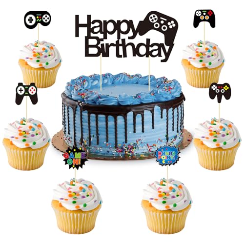 Alovez 25 Stück Videospiel Tortendeko Geburtstag Gaming Cake Topper, Glitzer Spielkonsolen Thema Torten Deko, Gaming Cake Topper für Kindergeburtstag Videospiel Party Alovez 25 Stück Videospiel Tortendeko Geburtstag Gaming Cake Topper, Glitzer Spielkonsolen Thema Torten Deko, Gaming Cake Topper für Kindergeburtstag Videospiel Party von Alovez