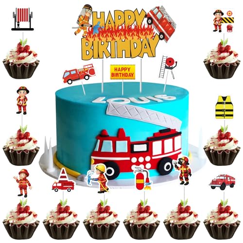 Alovez 27 Stück Feuerwehr Tortendeko Geburtstag, Fire Truck Cupcake Toppers, Tortendeko Feuerwehr, Fire Truck Cupcake Toppers für Mottopartys, Kindergeburtstage, Kuchendekorationen Alovez 27 Stück Feuerwehr Tortendeko Geburtstag, Fire Truck Cupcake Toppers, Tortendeko Feuerwehr, Fire Truck Cupcake Toppers für Mottopartys, Kindergeburtstage, Kuchendekorationen von Alovez
