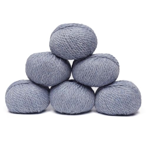 100 % Baby-Alpaka-Garn, 6 Knäuel, sperriges Gewicht, hergestellt in Peru, himmlisch weich und perfekt zum Stricken und Häkeln (Heather Sky Blue, Bulky - 6 Knäuel) von Alpaca Warehouse