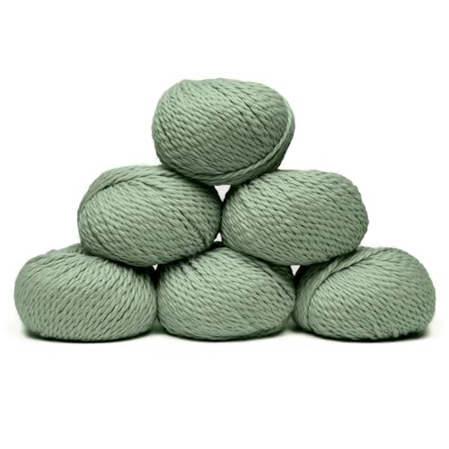 100 % Baby-Alpaka-Garn, 6 Knäuel, sperriges Gewicht, hergestellt in Peru, himmlisch weich und perfekt zum Stricken und Häkeln (Salbeigrün, Bulky - 6 Knäuel) von Alpaca Warehouse